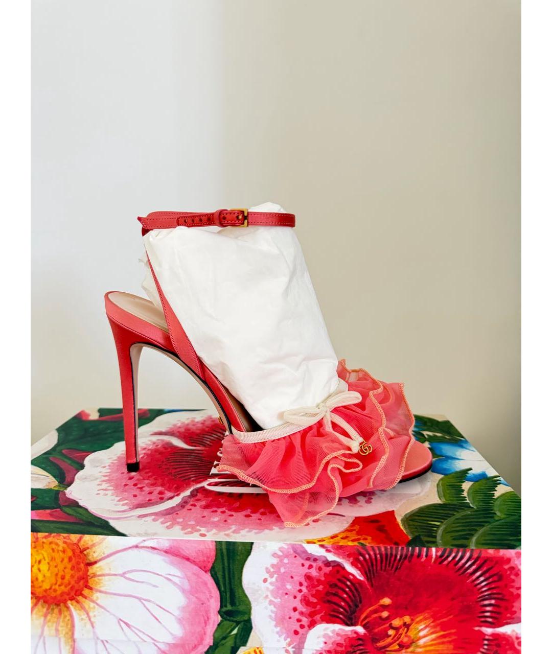 GUCCI Розовые текстильные босоножки, фото 2