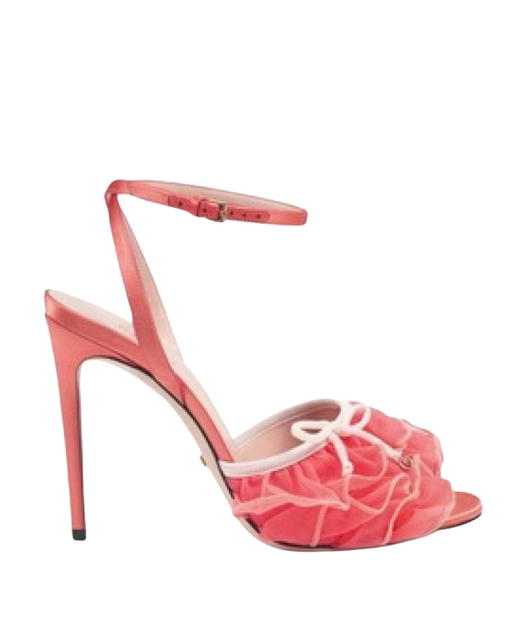 GUCCI Розовые текстильные босоножки, фото 1