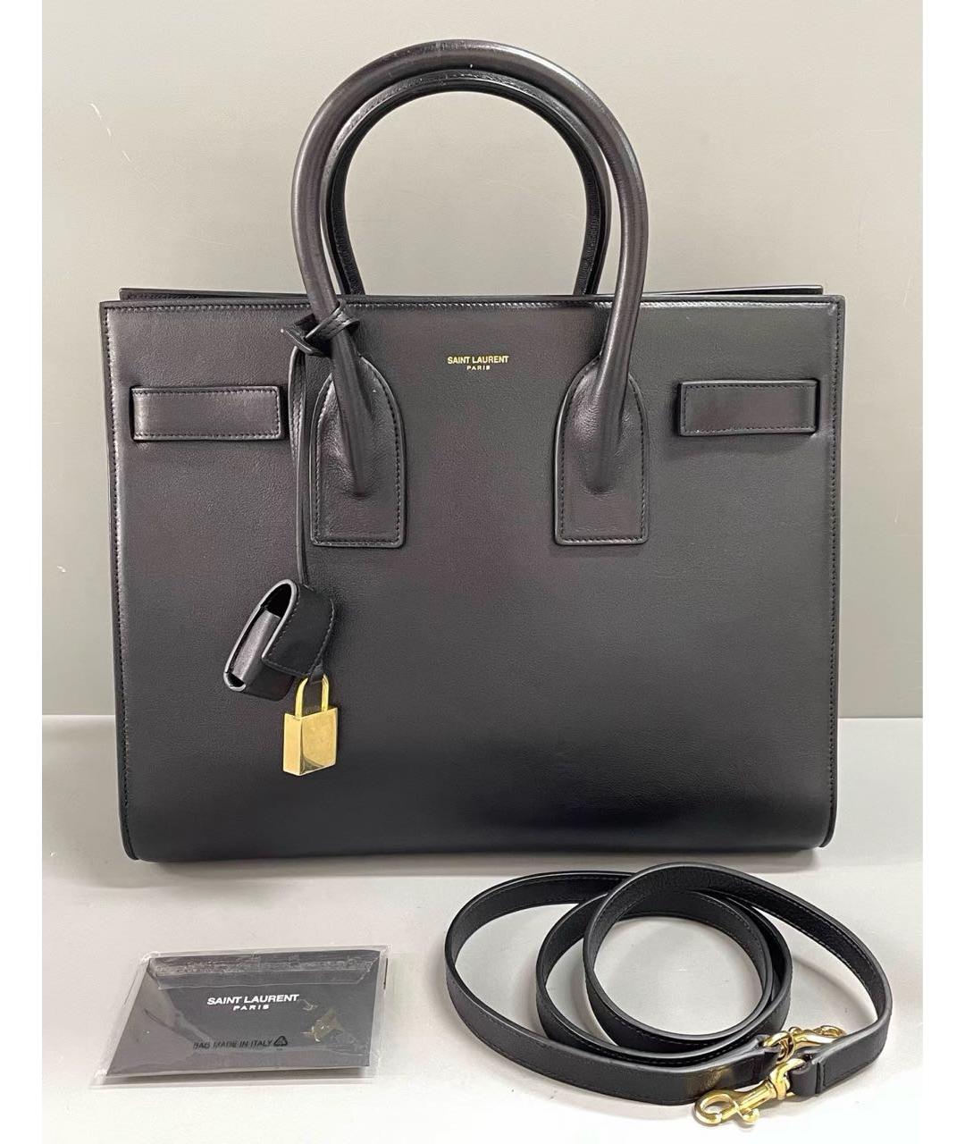SAINT LAURENT Черная кожаная сумка с короткими ручками, фото 8