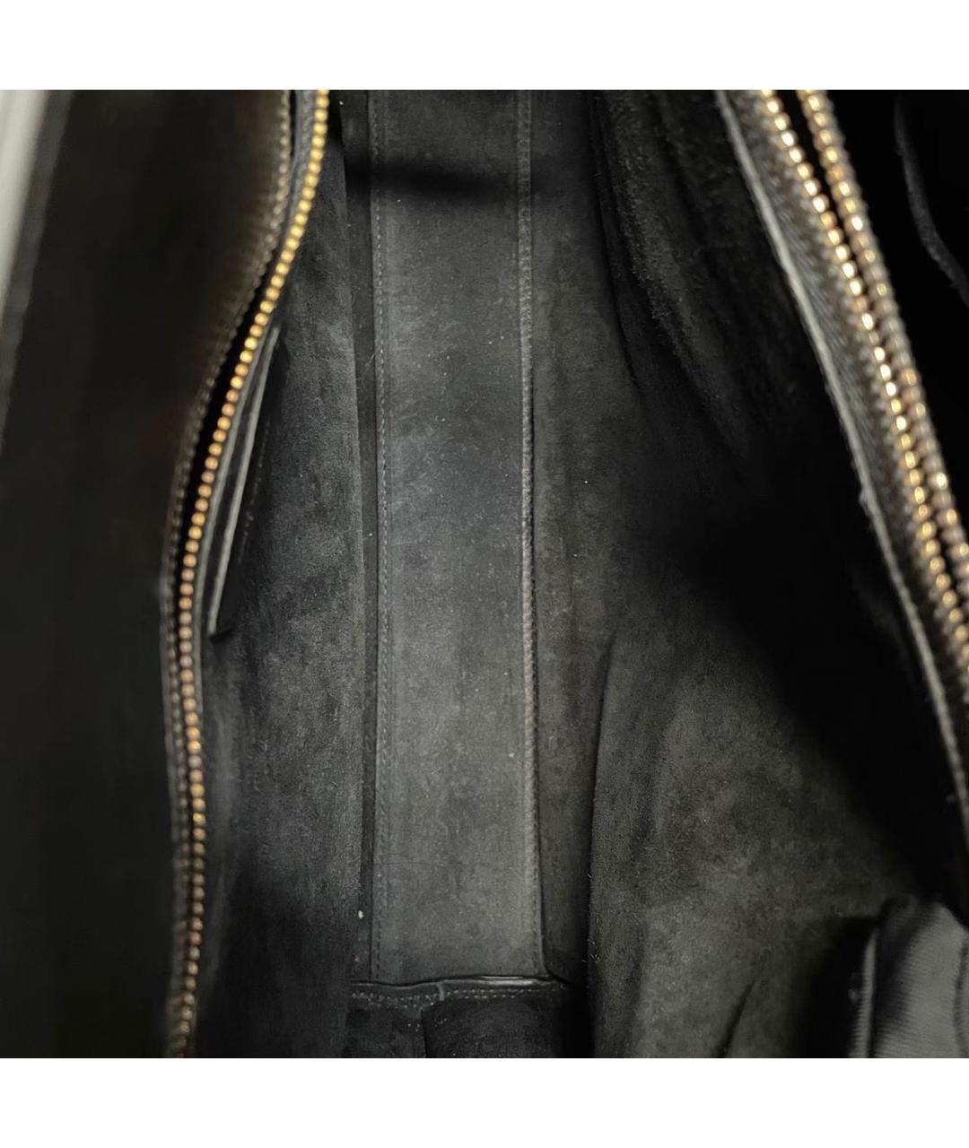 SAINT LAURENT Черная кожаная сумка с короткими ручками, фото 6