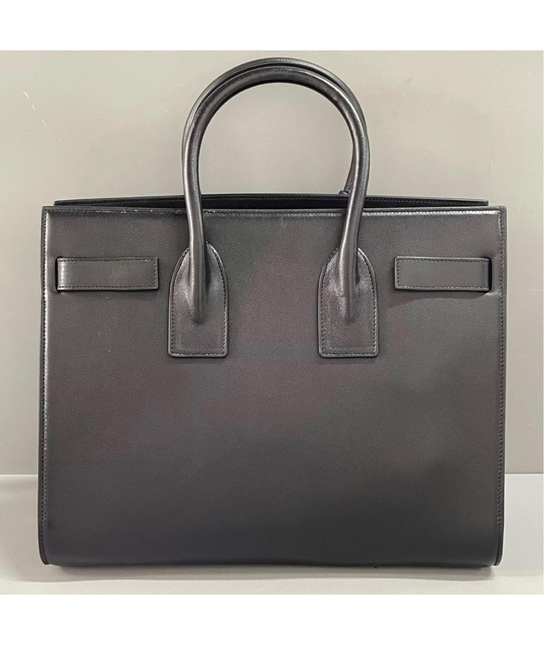 SAINT LAURENT Черная кожаная сумка с короткими ручками, фото 2