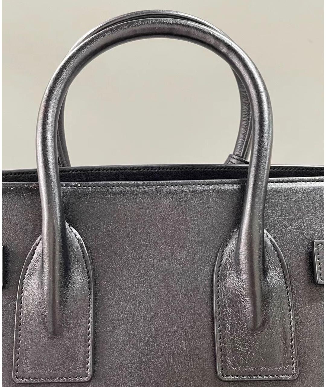 SAINT LAURENT Черная кожаная сумка с короткими ручками, фото 7