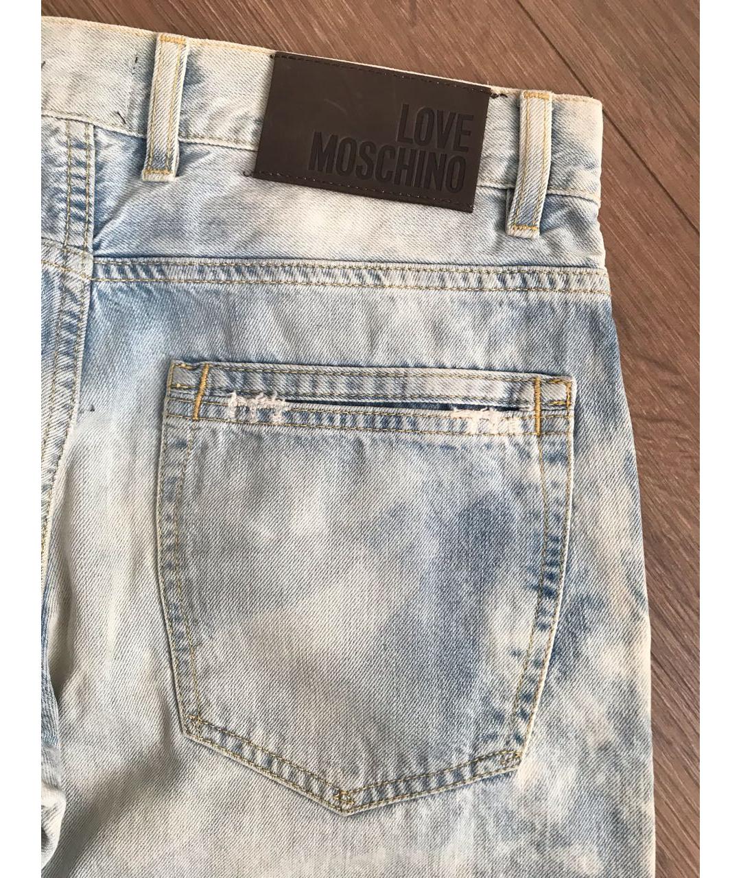 LOVE MOSCHINO Голубые хлопковые прямые джинсы, фото 7