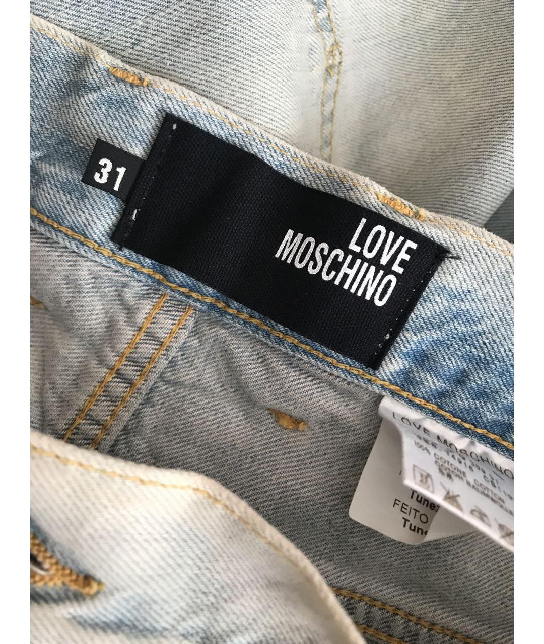 LOVE MOSCHINO Голубые хлопковые прямые джинсы, фото 4