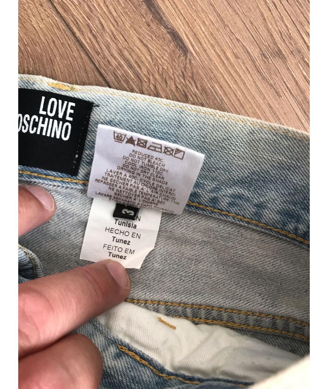 LOVE MOSCHINO Голубые хлопковые прямые джинсы, фото 5