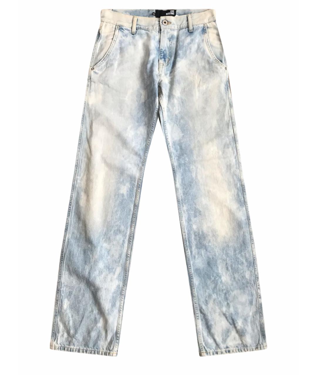 LOVE MOSCHINO Голубые хлопковые прямые джинсы, фото 1