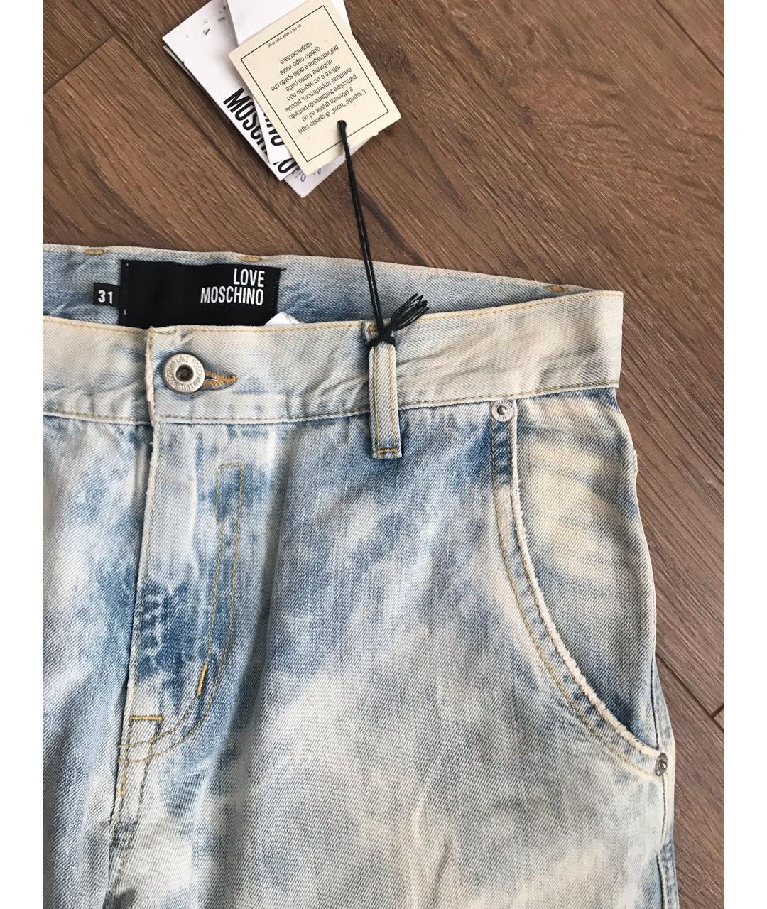 LOVE MOSCHINO Голубые хлопковые прямые джинсы, фото 3