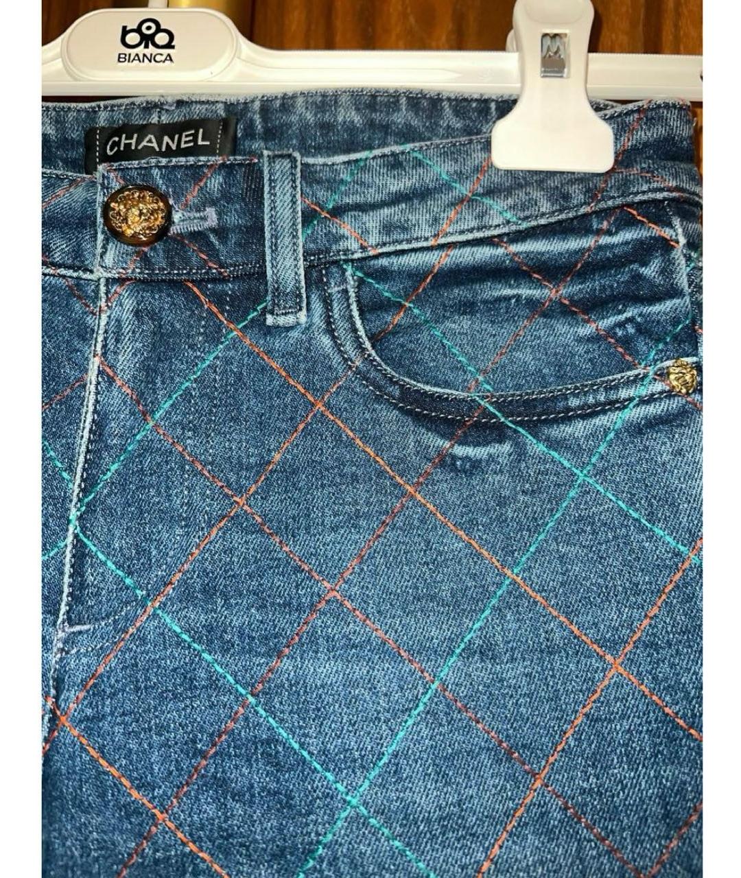 CHANEL Темно-синие хлопковые прямые джинсы, фото 4