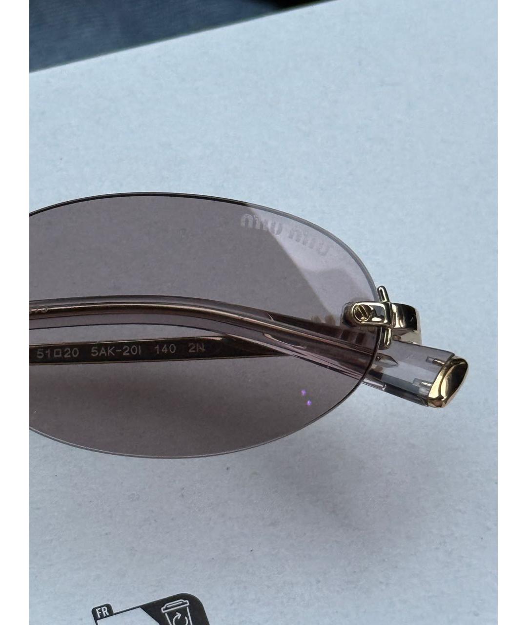 MIU MIU Золотые металлические солнцезащитные очки, фото 6