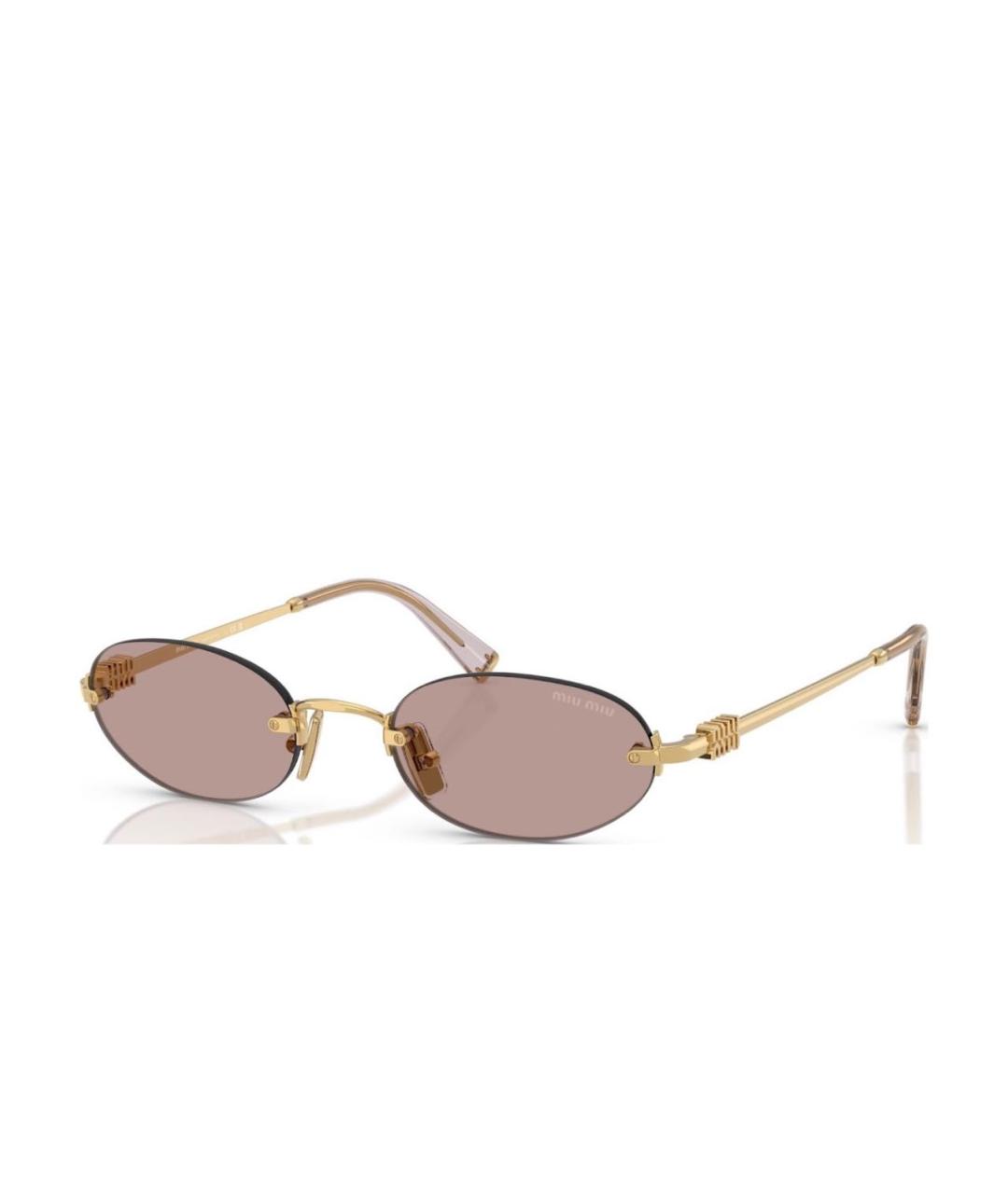 MIU MIU Золотые металлические солнцезащитные очки, фото 2