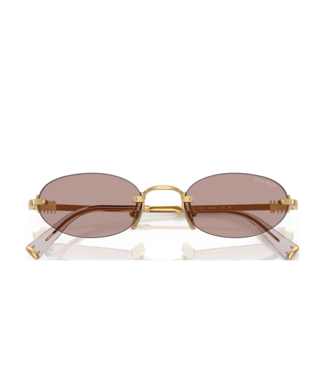 MIU MIU Золотые металлические солнцезащитные очки, фото 4