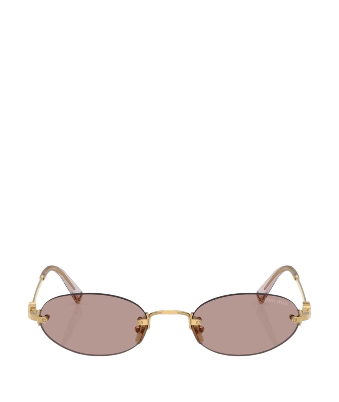 MIU MIU Золотые металлические солнцезащитные очки, фото 1