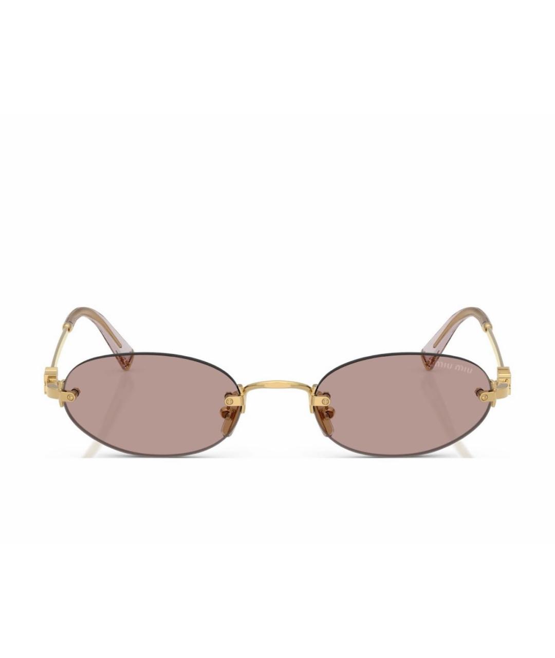 MIU MIU Золотые металлические солнцезащитные очки, фото 9
