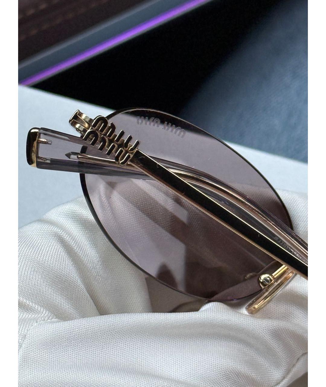MIU MIU Золотые металлические солнцезащитные очки, фото 7
