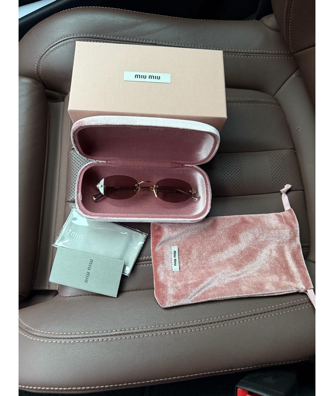 MIU MIU Золотые металлические солнцезащитные очки, фото 8