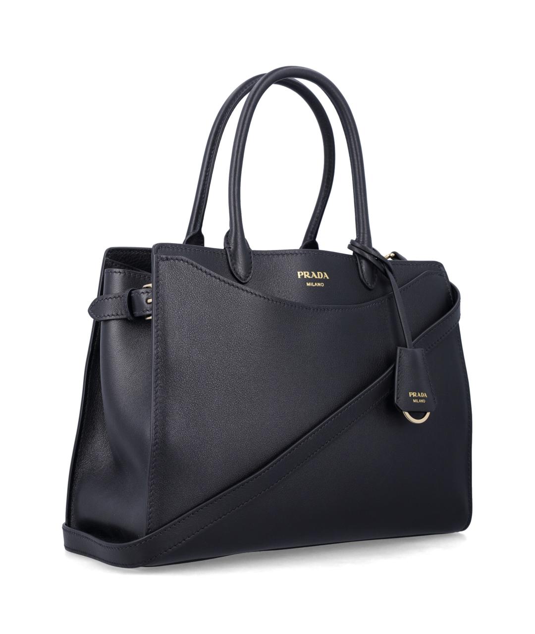 PRADA Черная кожаная сумка тоут, фото 2