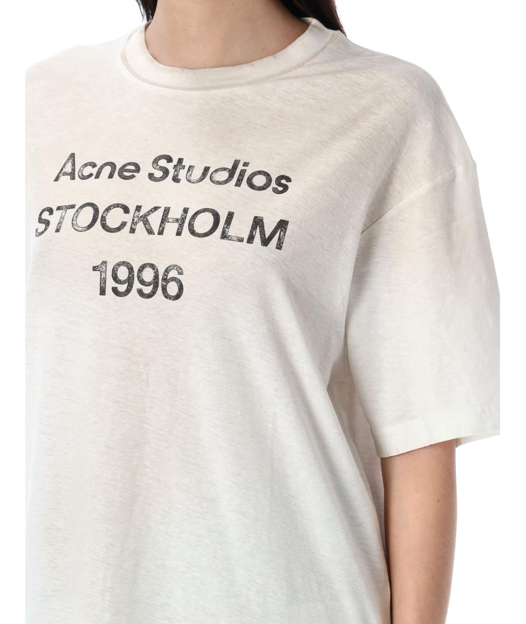ACNE STUDIOS Белая хлопковая футболка, фото 3