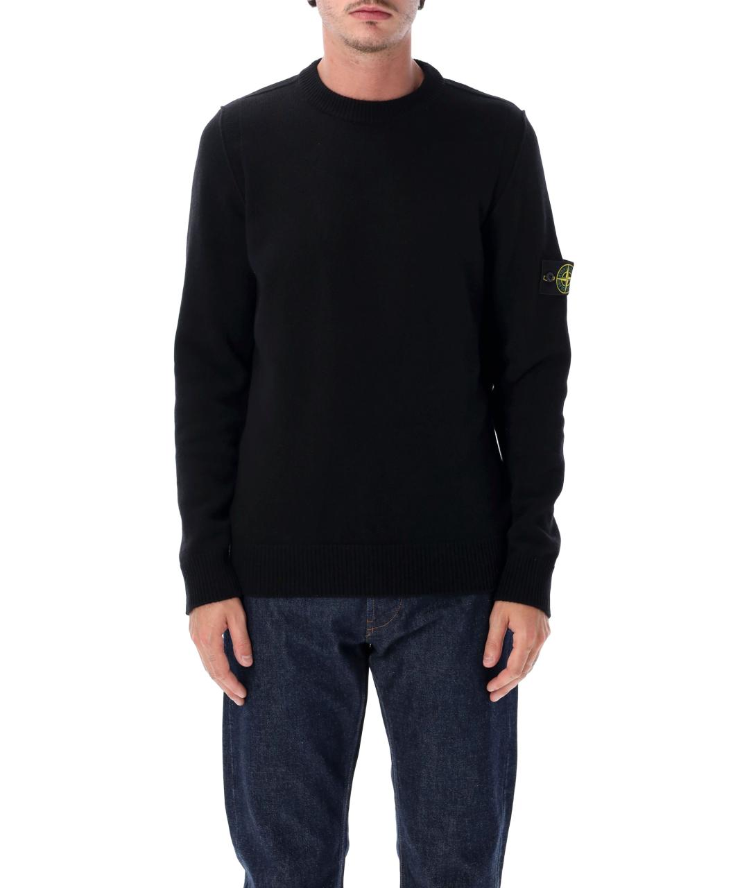 STONE ISLAND Черный шерстяной джемпер / свитер, фото 1