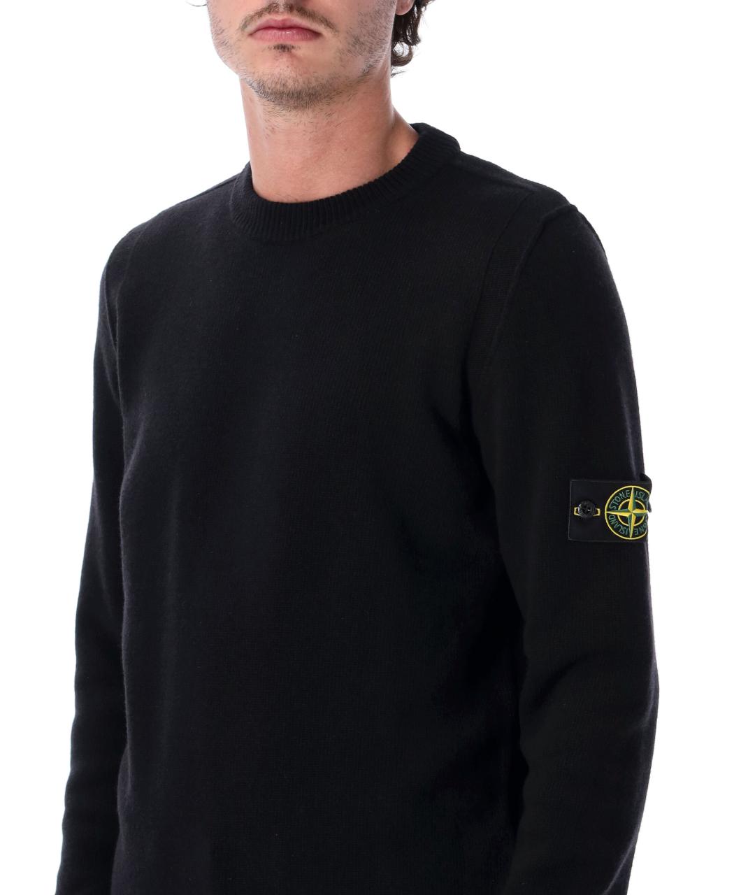 STONE ISLAND Черный шерстяной джемпер / свитер, фото 3