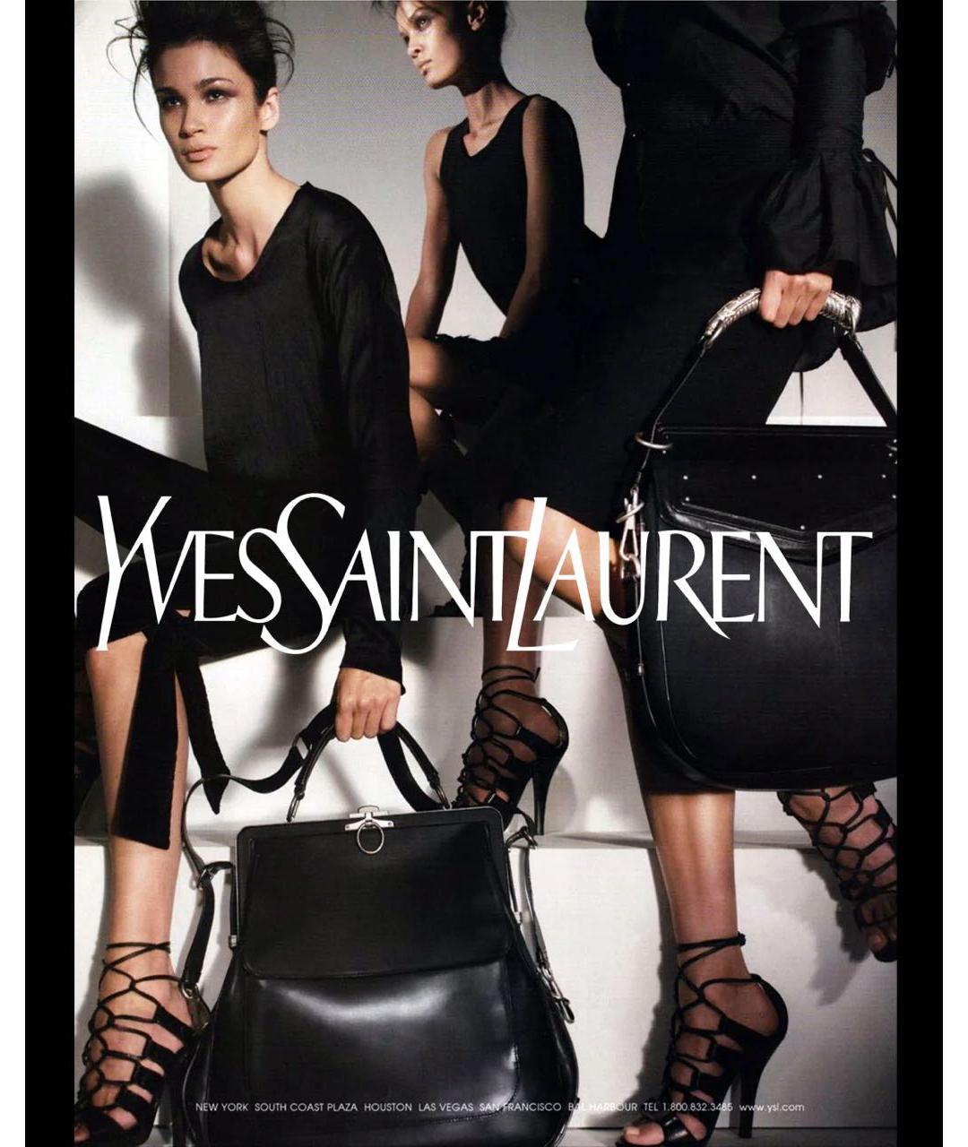 SAINT LAURENT Черные замшевые босоножки, фото 8