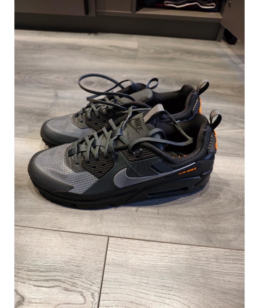 NIKE Черные низкие кроссовки / кеды из искусственной кожи, фото 4