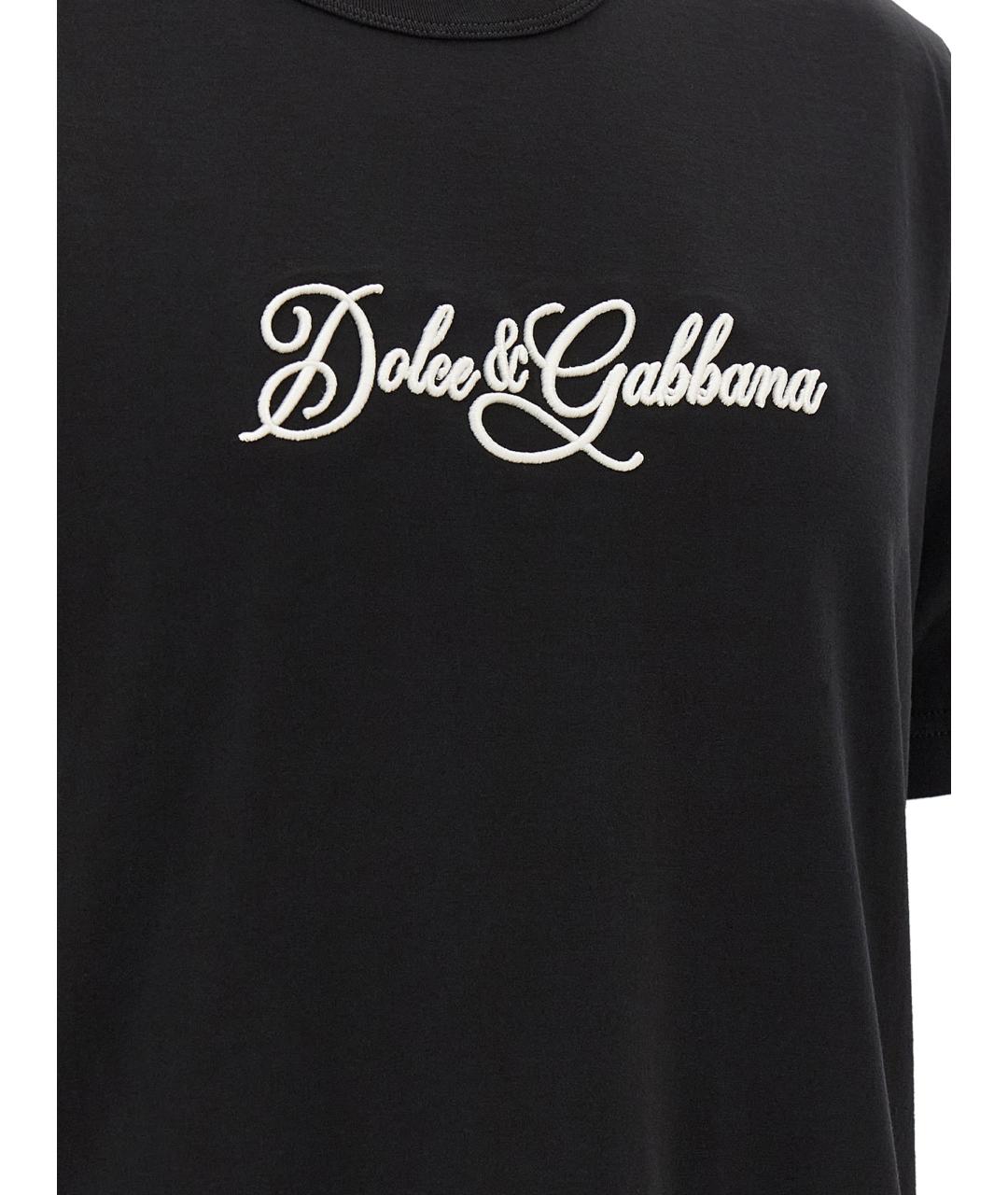 DOLCE&GABBANA Черная хлопковая футболка, фото 4