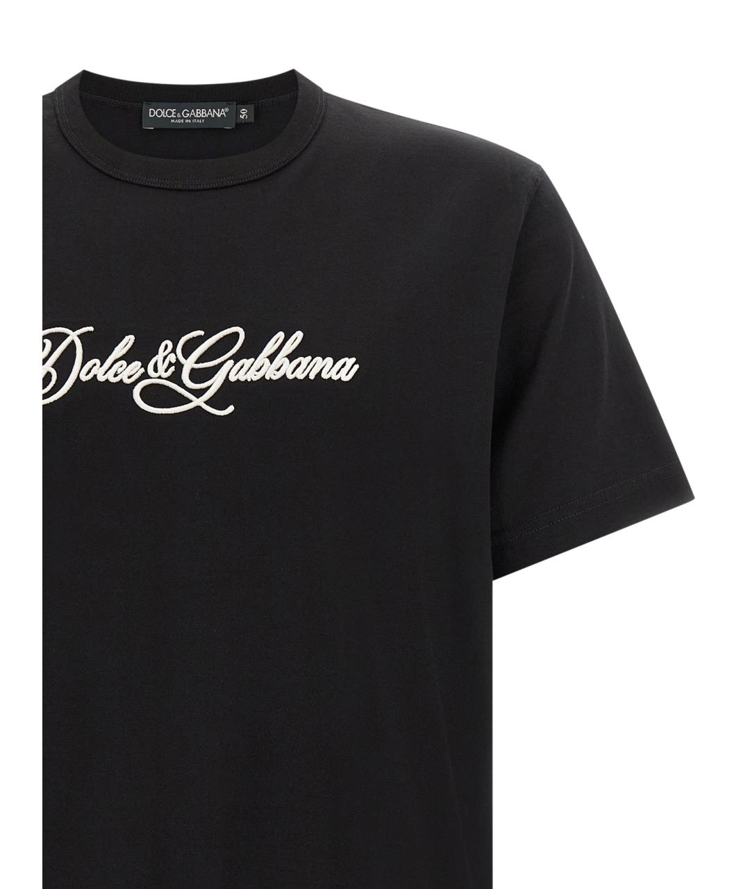 DOLCE&GABBANA Черная хлопковая футболка, фото 3