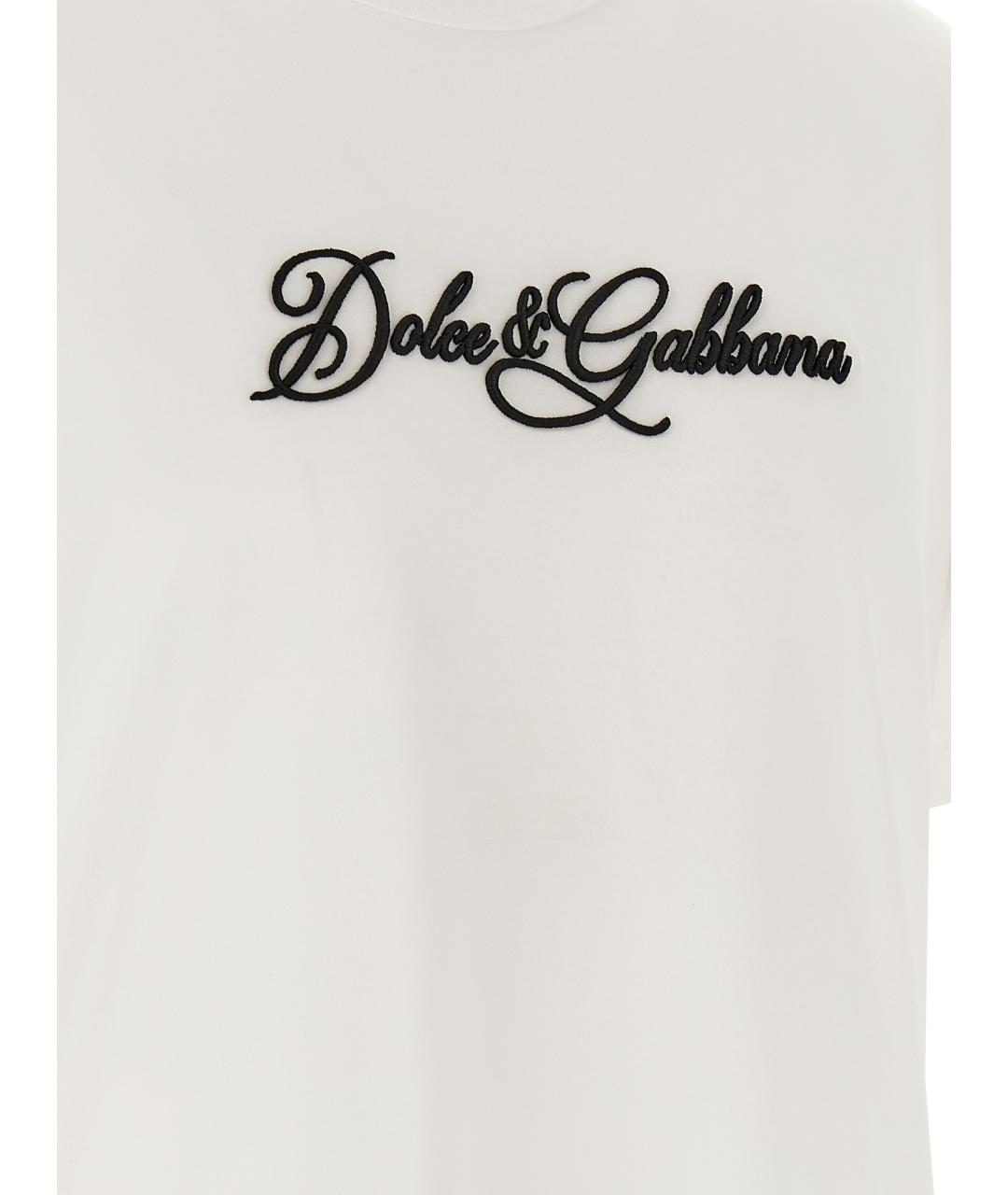 DOLCE&GABBANA Белая хлопковая футболка, фото 4
