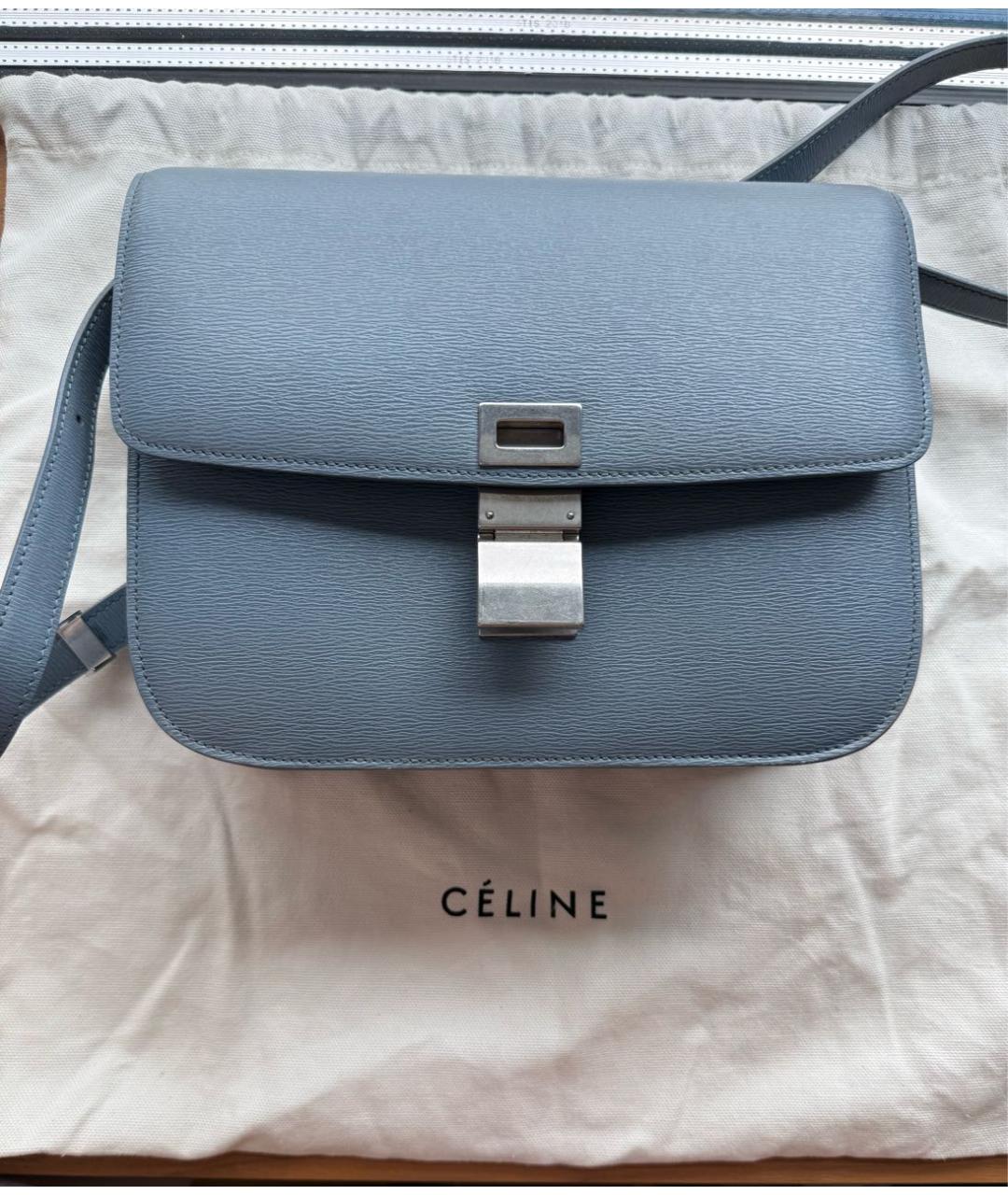 CELINE Голубая кожаная сумка через плечо, фото 8