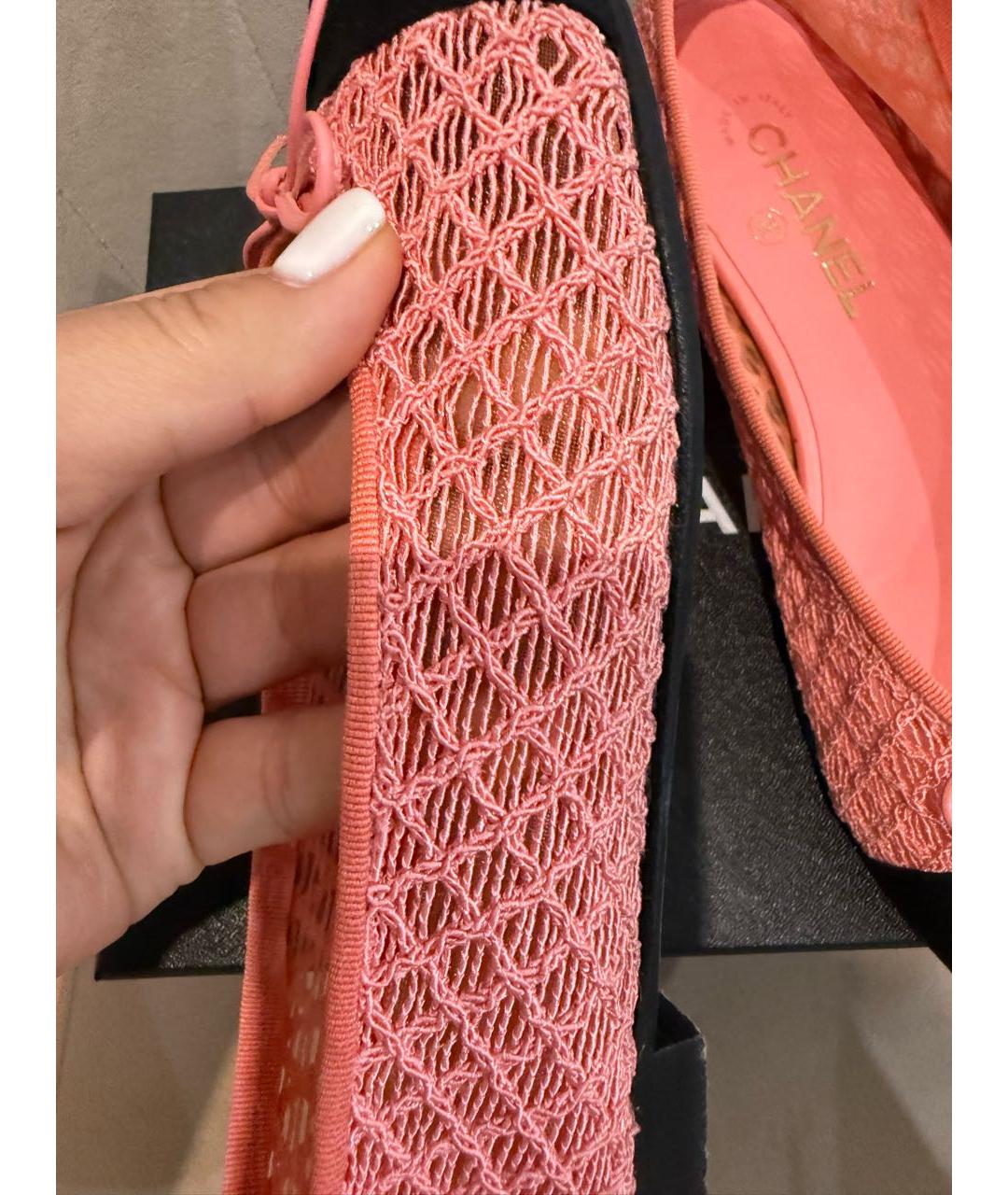 CHANEL Розовые текстильные балетки, фото 5