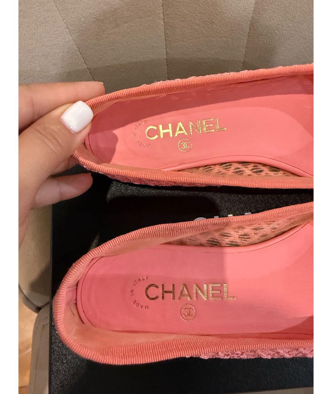 CHANEL Розовые текстильные балетки, фото 3