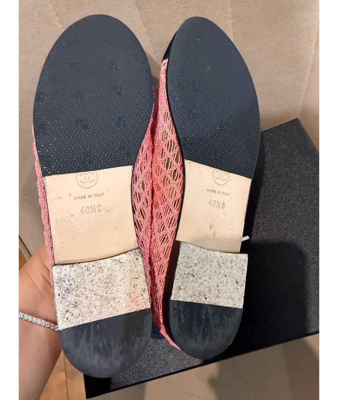 CHANEL Розовые текстильные балетки, фото 4