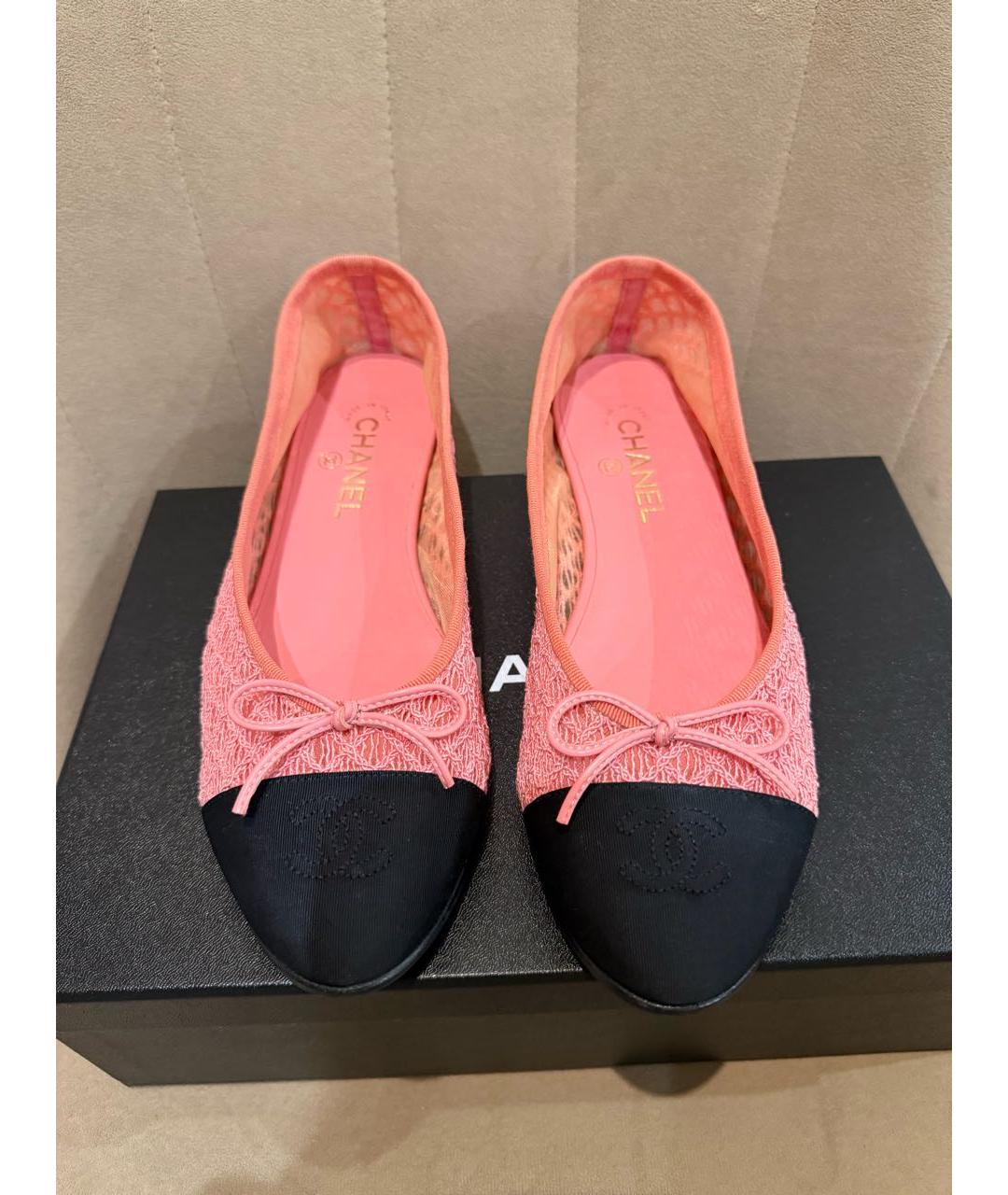 CHANEL Розовые текстильные балетки, фото 2