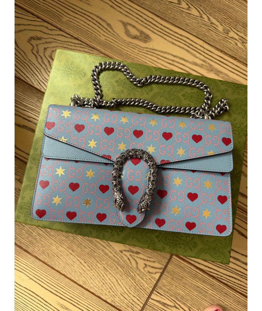 GUCCI Голубая кожаная сумка через плечо, фото 5