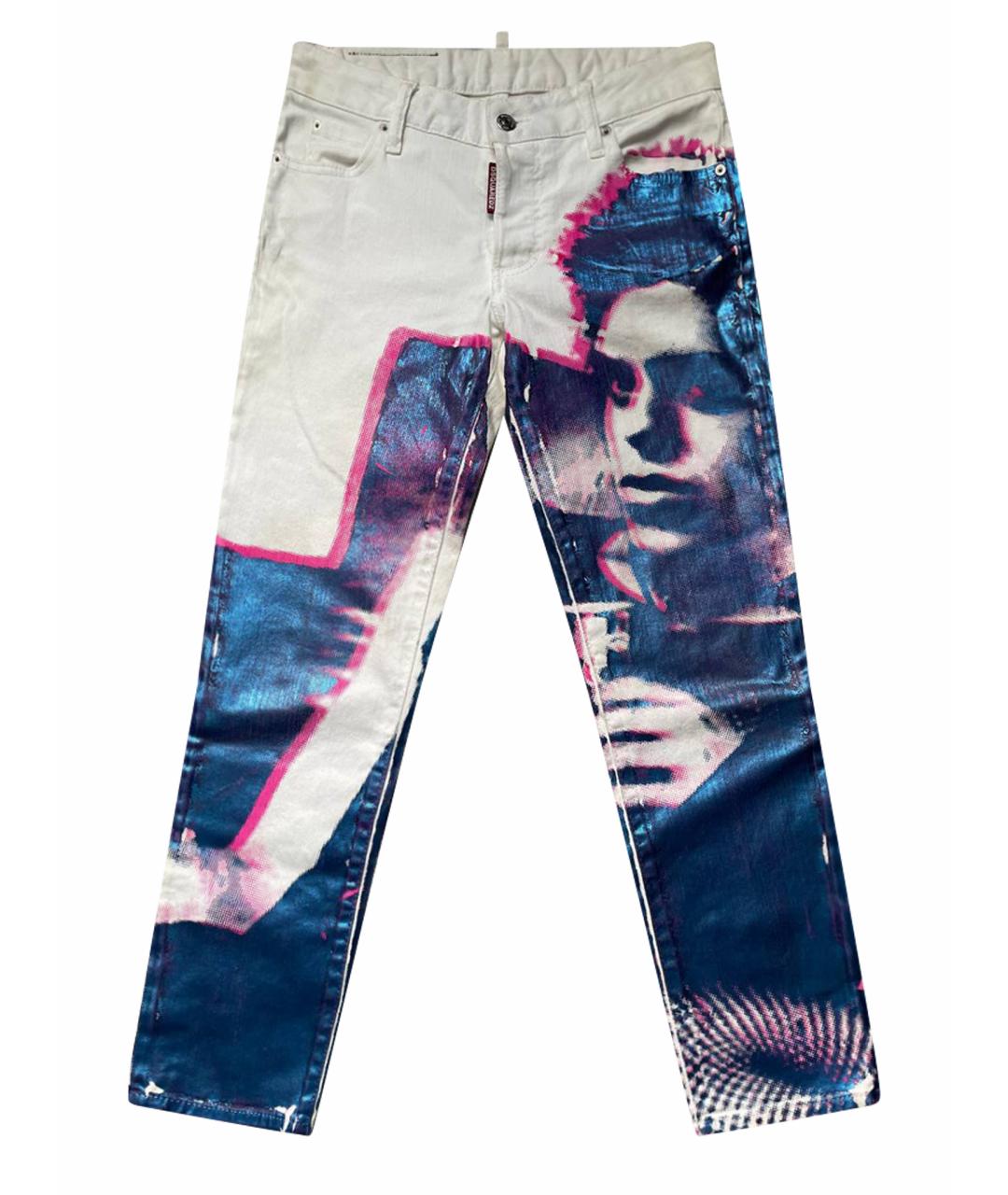 DSQUARED2 Белые хлопко-эластановые джинсы слим, фото 1