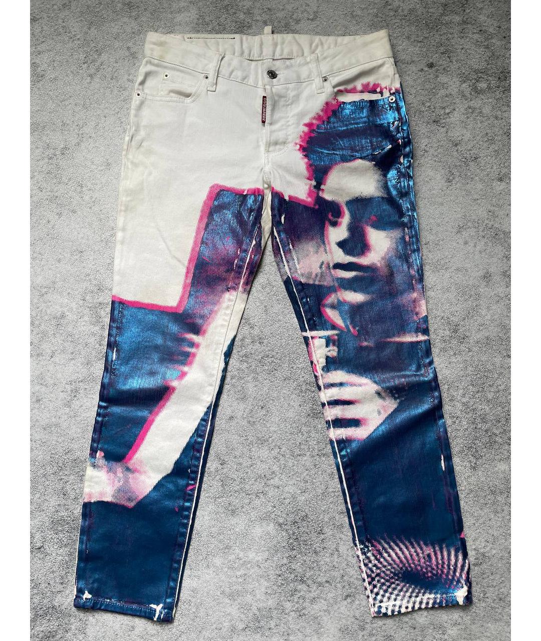 DSQUARED2 Белые хлопко-эластановые джинсы слим, фото 9