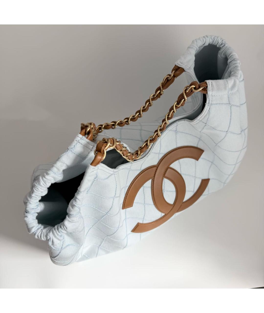 CHANEL Голубая деним пляжная сумка, фото 3