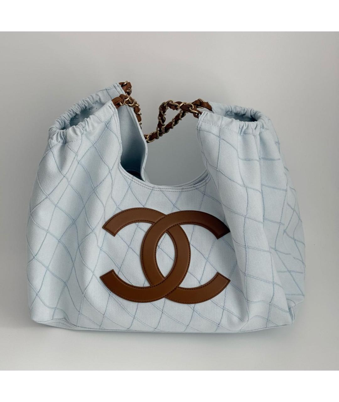 CHANEL Голубая деним пляжная сумка, фото 2