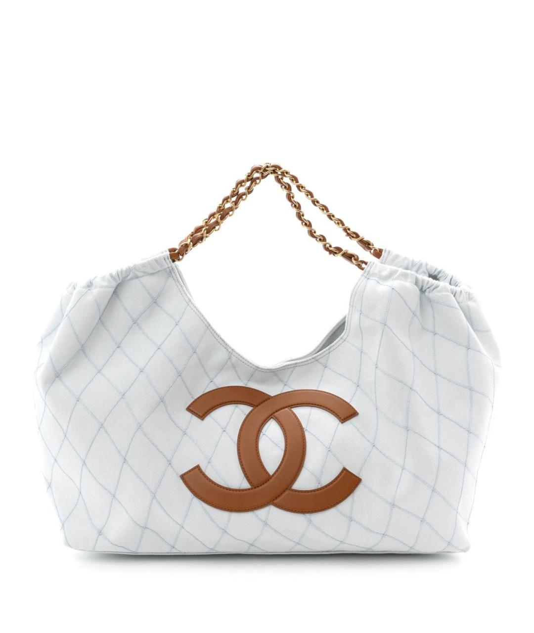 CHANEL Голубая деним пляжная сумка, фото 9