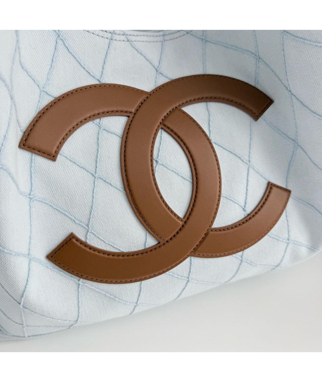 CHANEL Голубая деним пляжная сумка, фото 4