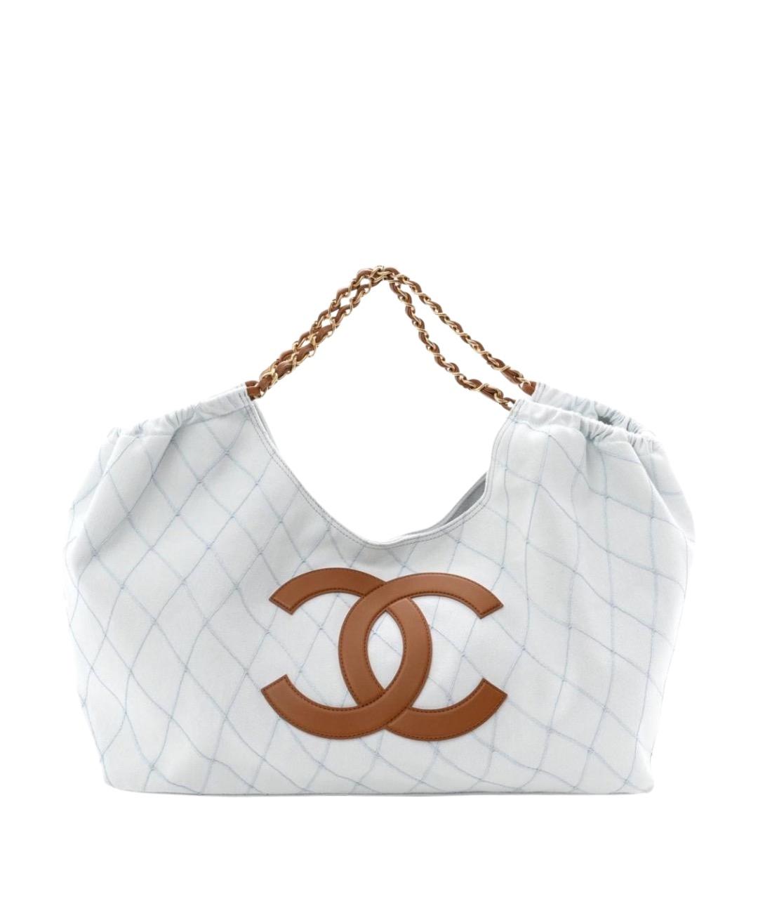 CHANEL Голубая деним пляжная сумка, фото 1