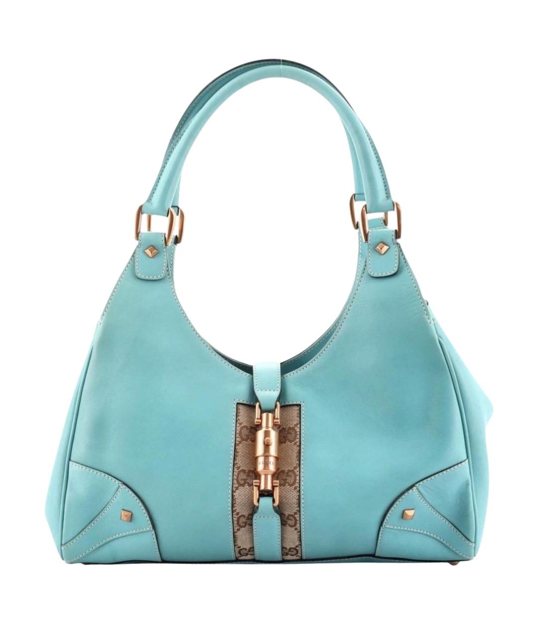 GUCCI Голубая кожаная сумка с короткими ручками, фото 1