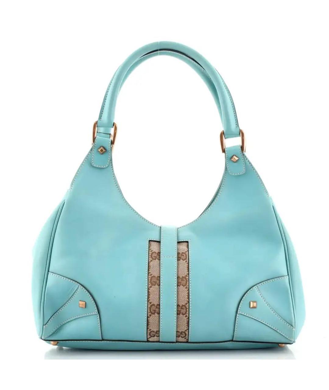 GUCCI Голубая кожаная сумка с короткими ручками, фото 2