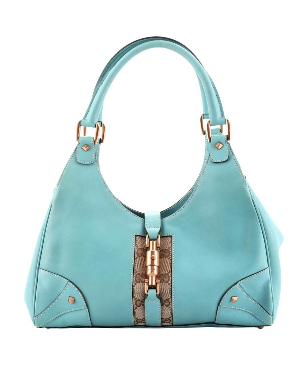 GUCCI Голубая кожаная сумка с короткими ручками, фото 9