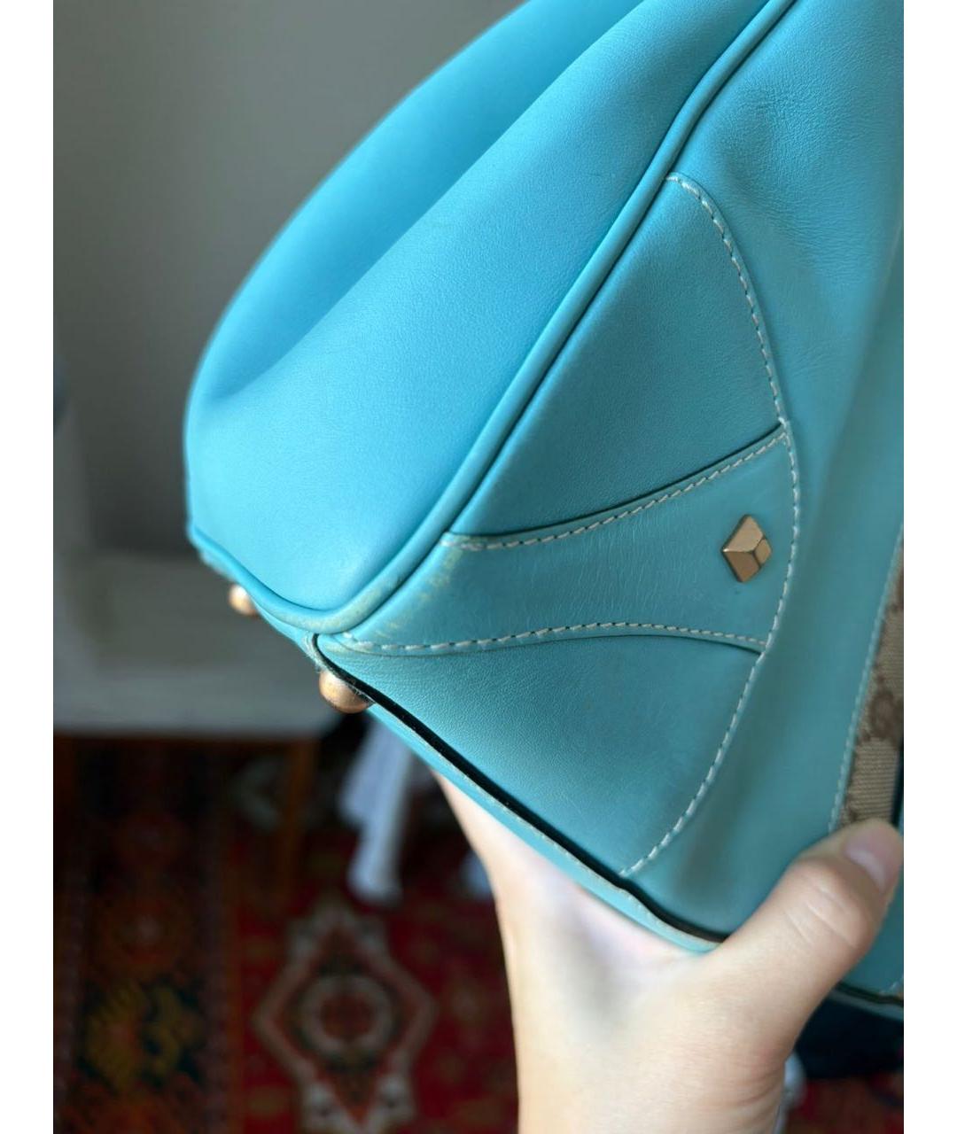 GUCCI Голубая кожаная сумка с короткими ручками, фото 8