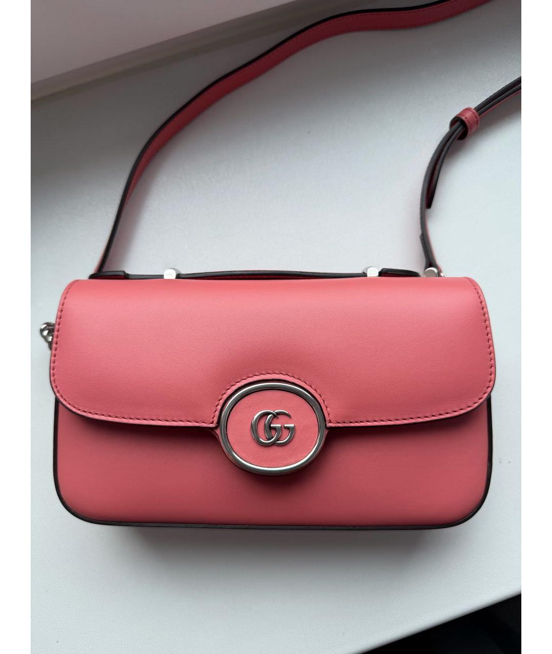 GUCCI Коралловая кожаная сумка через плечо, фото 7
