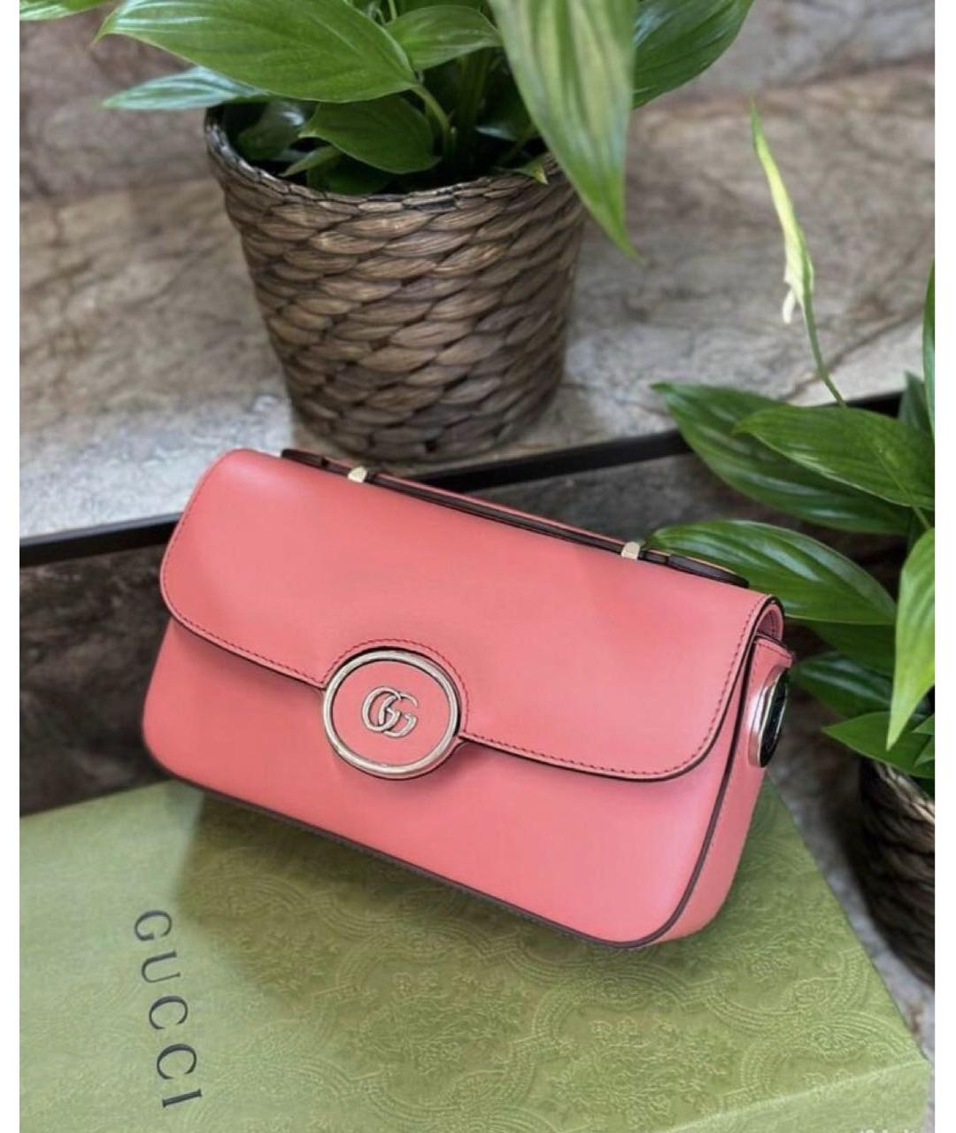 GUCCI Коралловая кожаная сумка через плечо, фото 5