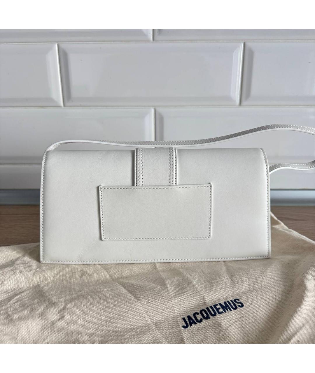 JACQUEMUS Белая кожаная сумка через плечо, фото 5