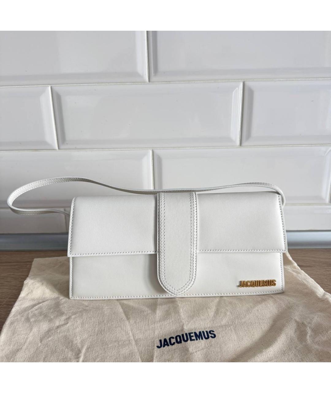 JACQUEMUS Белая кожаная сумка через плечо, фото 9