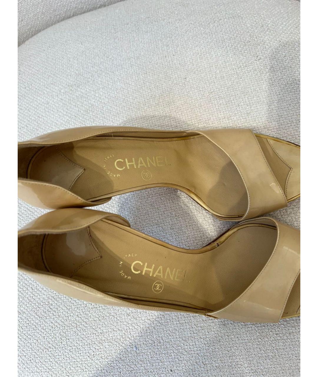 CHANEL Бежевые кожаные туфли, фото 5